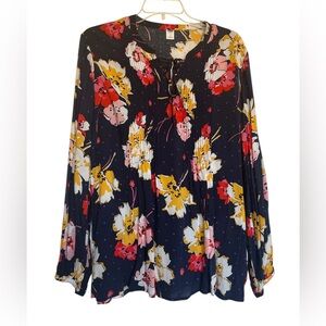 Old Navy Red and Yellow Relaxed Blouse Tunic